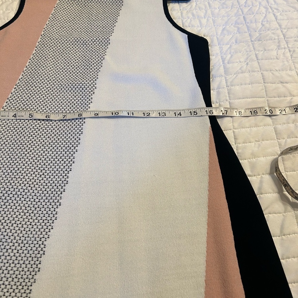 Etcetera Colorblock Knit Midi Dress in Cream, Pink, and Gray Size M - Picture 6 of 8